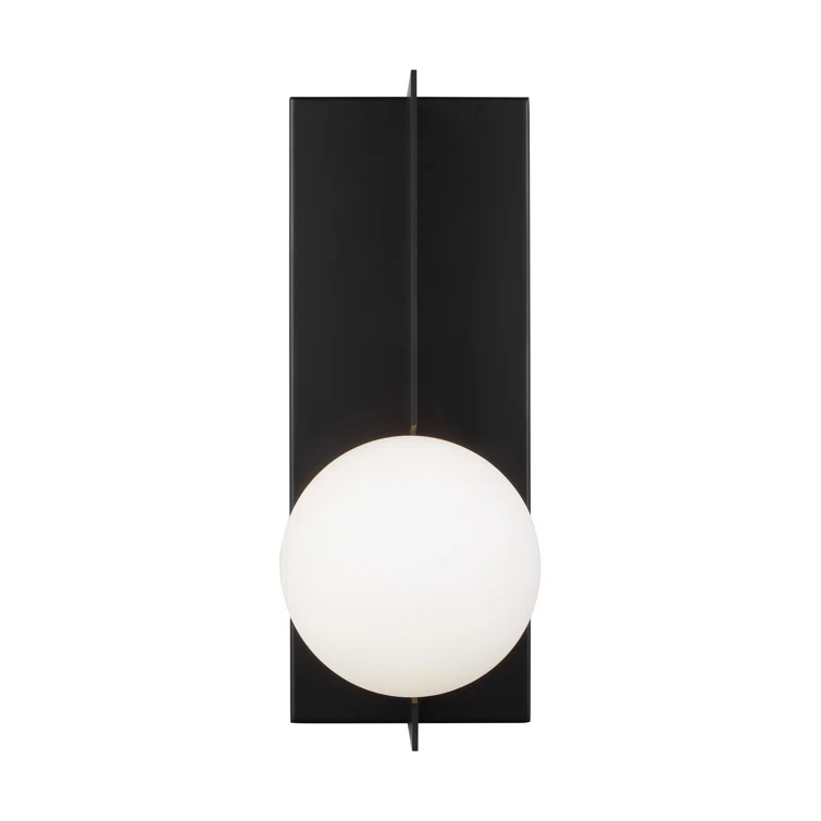 Mid-Century Modern Orbel Matte Black LED Glass Sconce