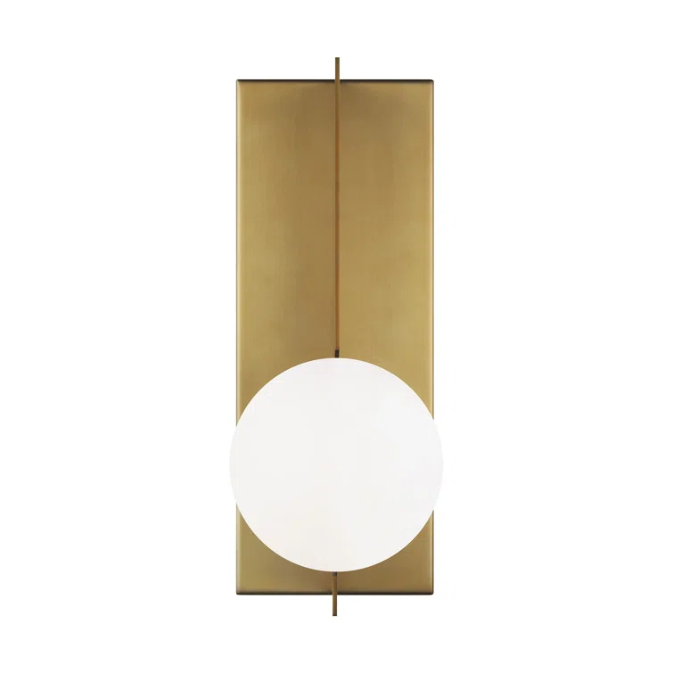 Orbel Mid-Century Modern Aged Brass and Black Glass Sconce