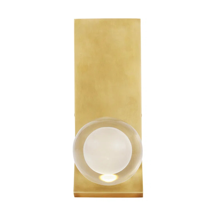 Elegant Dimmable Brass & Black LED Wall Sconce with Pure Optic Crystal