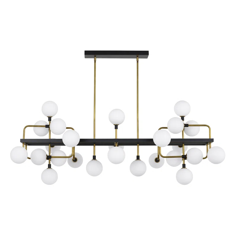 Brass and Opal Glass 25-Light Sputnik Chandelier