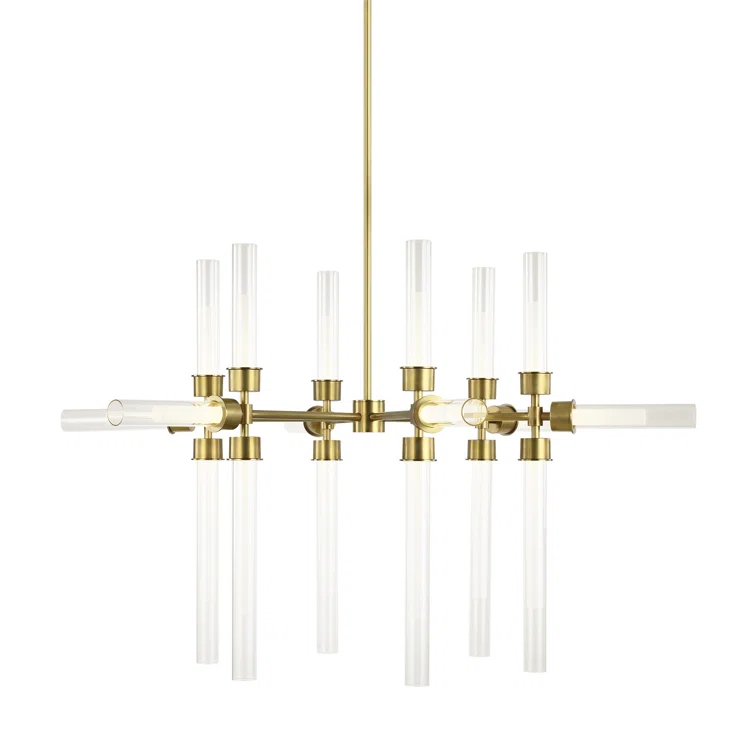 Luminous Brass 18-Light LED Chandelier with Acrylic Cylinders
