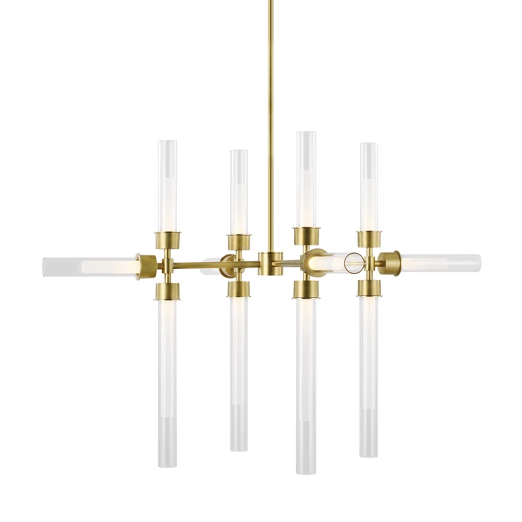Luminous Elegance 12-Light LED Chandelier in Natural Brass