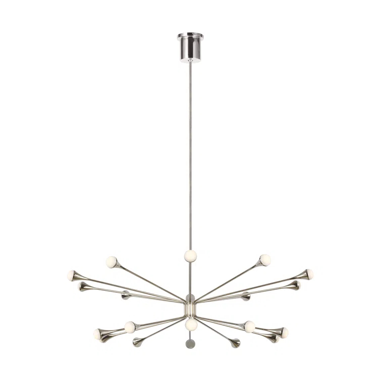 Lody Mid-Century Modern 20-Light Polished Nickel LED Chandelier