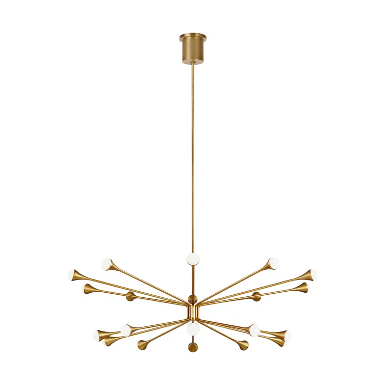Aged Brass 20-Light LED Mid-Century Modern Chandelier
