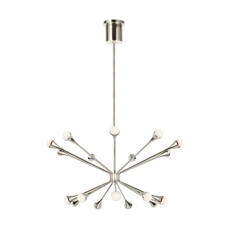 Polished Nickel 18-Light LED Chandelier with Orbed Diffusers