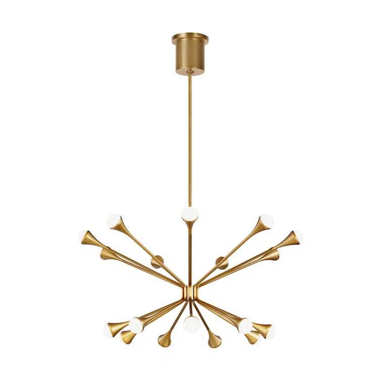 Aged Brass 18-Light LED Chandelier with Orbed Diffusers