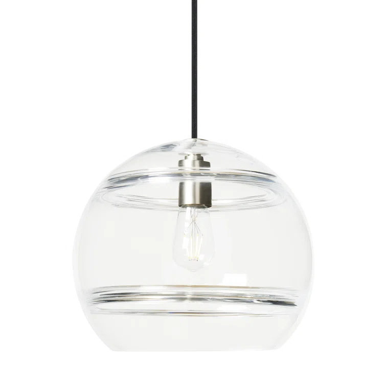 Sedona Contemporary Globe LED Pendant in Satin Nickel with Clear Glass