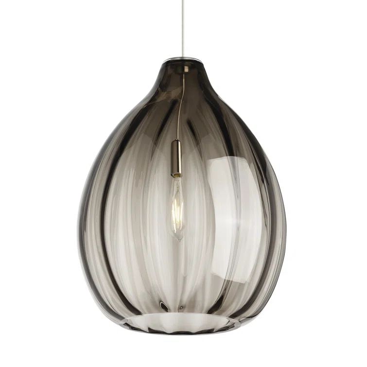 Harper Large Smoke Glass LED Pendant with Satin Nickel Finish