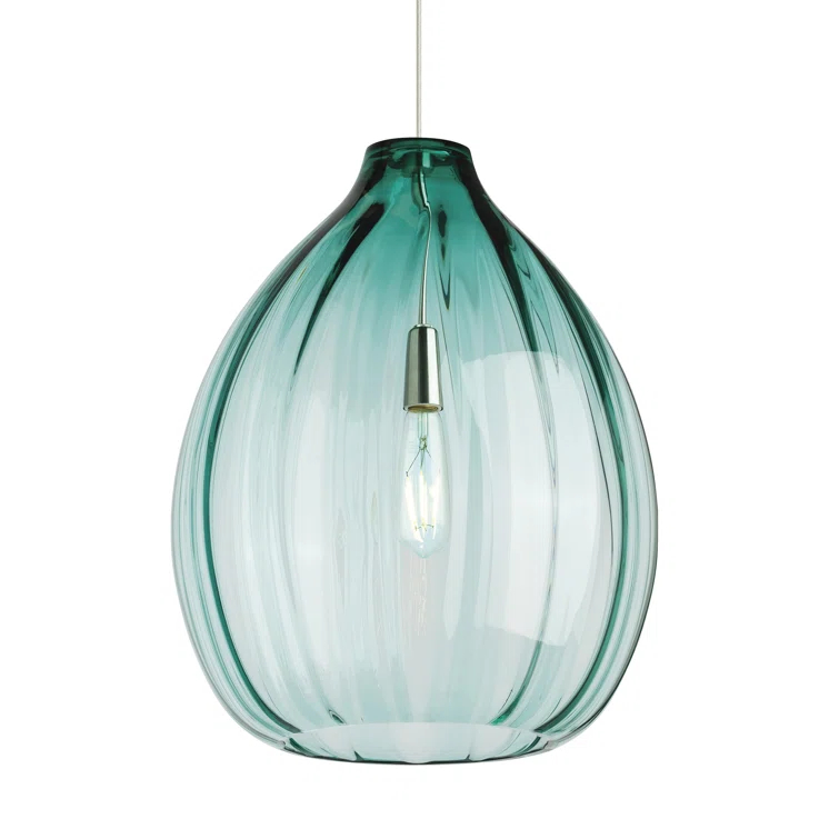 Harper Large Smoke Glass LED Pendant with Satin Nickel Finish