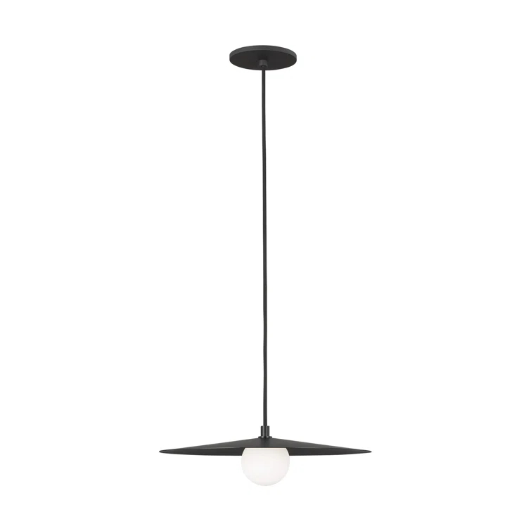 Matte Black Mid-Century Modern 22" LED Globe Pendant with Frosted Glass