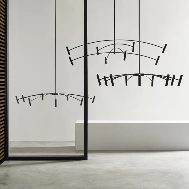 Aerial Matte Black Sputnik LED Chandelier 60.1" with Dimmable Integrated LED
