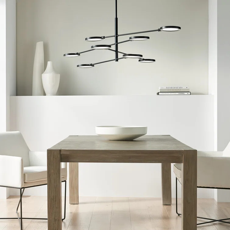 Matte Black 8-Light LED Geometric Chandelier
