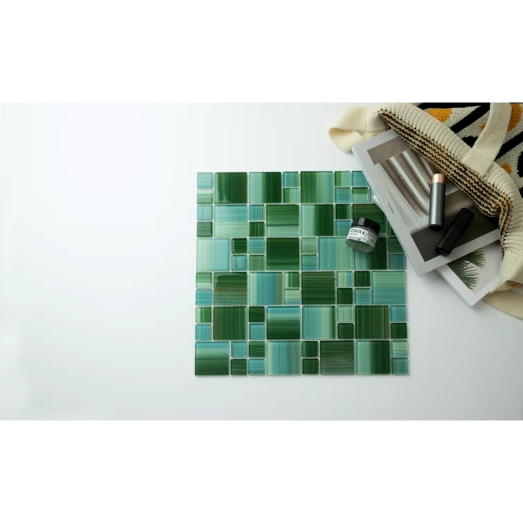 Swimming Pool Random Sized Straight Edge Glass Mosaic Tile