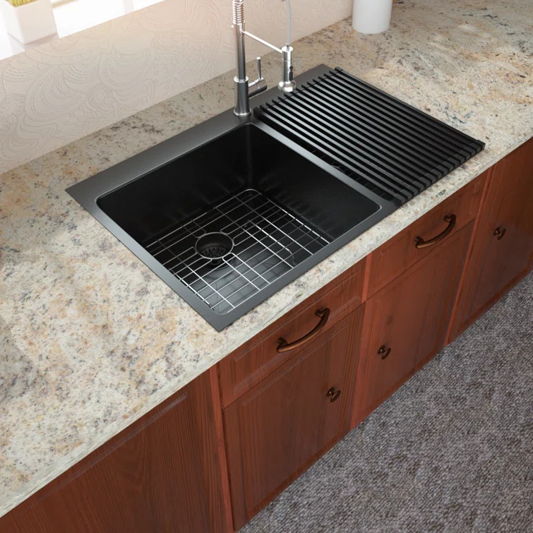 33" L x 22" W Drop-in Double Bowl 60/40 Sink 16 Gauge Stainless Steel Kitchen Sink Topmount Sink
