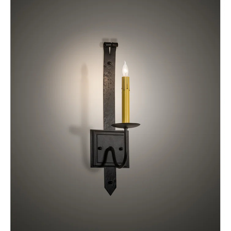 Black Iron Gothic Candle Wall Sconce