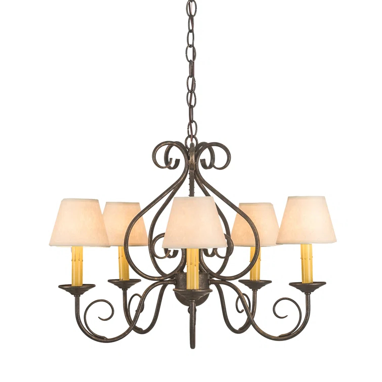 Jenna 25'' Beige and Bronze 5-Light Chandelier