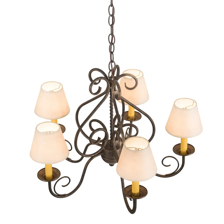 Jenna 25'' Beige and Bronze 5-Light Chandelier