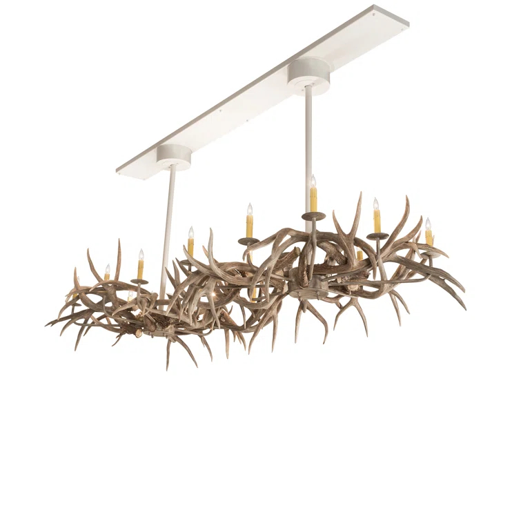 Rustic Charm Beige Antler 20-Light Adjustable Chandelier