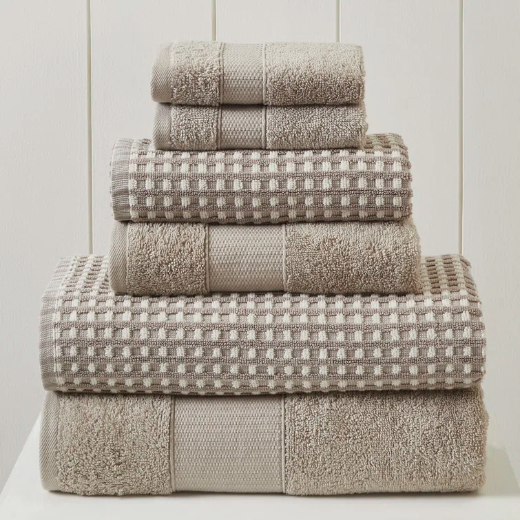 Modern Threads Drucilla 6-Piece 100% Combed Cotton Yarn Dyed Cobblestone Jacquard Towel Set