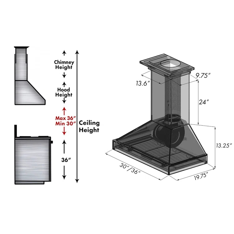 ZLINE 36 in. Wooden Convertible Vent Wall Mount Range Hood in Rustic Light Finish - Includes Motor (KPLL-36)