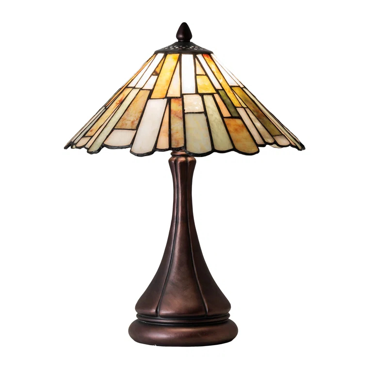 Meyda Tiffany 18868 Delta - 1 Light Jadestone Accent Lamp   Mahogany Bronze Finish with Amber/Green/Chocolate/Beige Glass