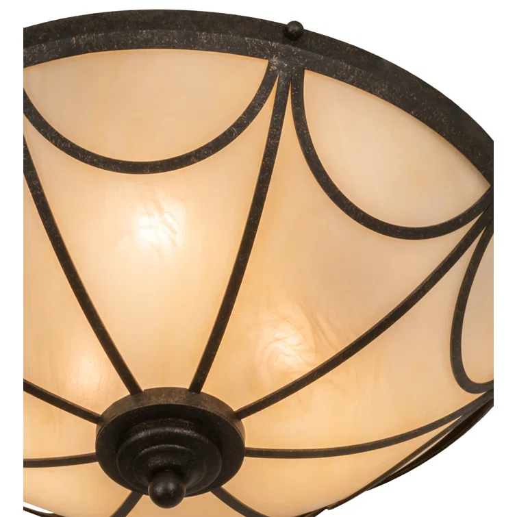 Bronze and Beige 16" Wide 3-Light LED Flush Mount