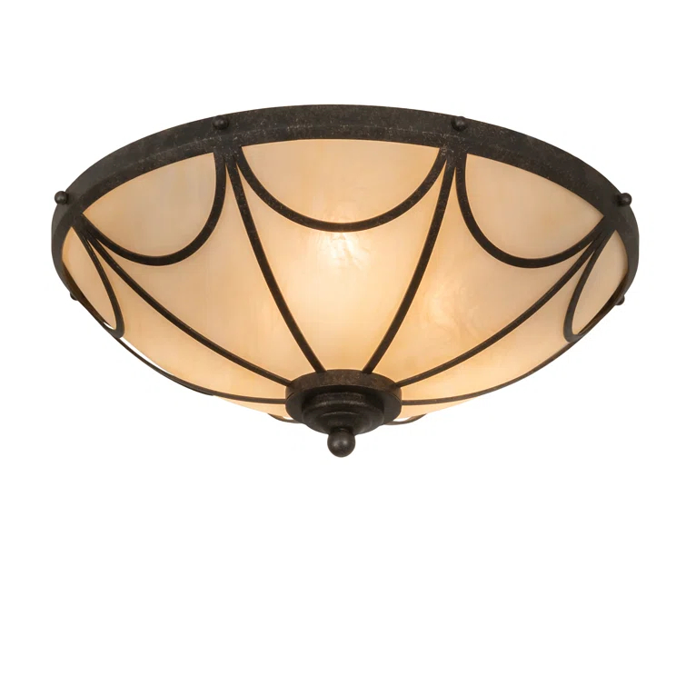Bronze and Beige 16" Wide 3-Light LED Flush Mount