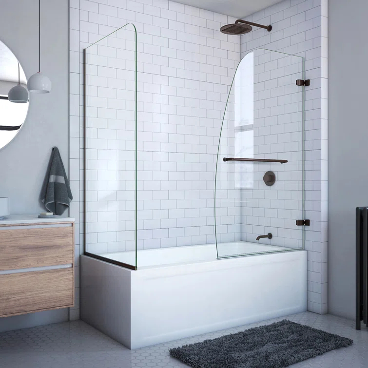 Aqua Uno 56" W x 58" H Hinged Semi-Frameless Tub Door
