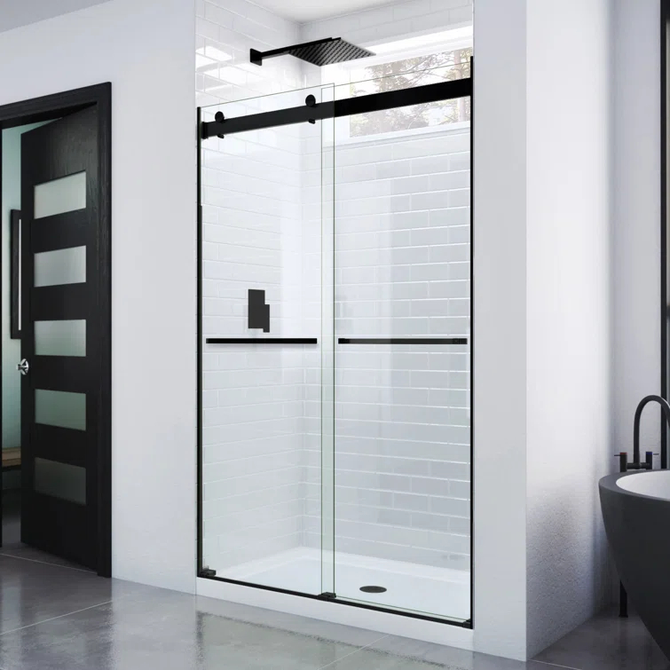 44" - 48" W 76" H Reversible Semi-Frameless Shower Door with ClearMax Technology