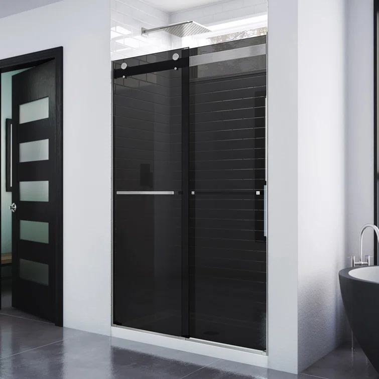 44" - 48" W 76" H Reversible Semi-Frameless Shower Door with ClearMax Technology