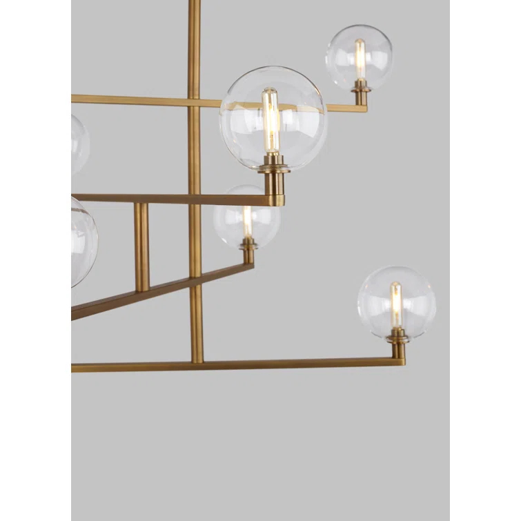 Aged Brass 8-Light Chandelier with Glass Globes