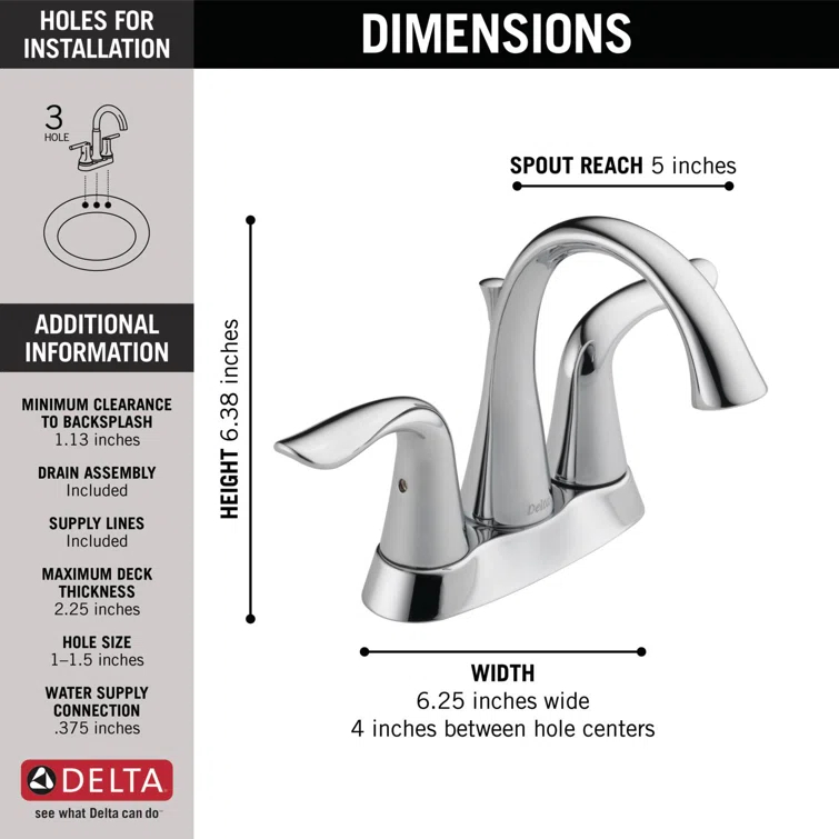 Lahara Centerset Bathroom Faucet with Drain Assembly, 2-handle Bathroom Sink Faucet