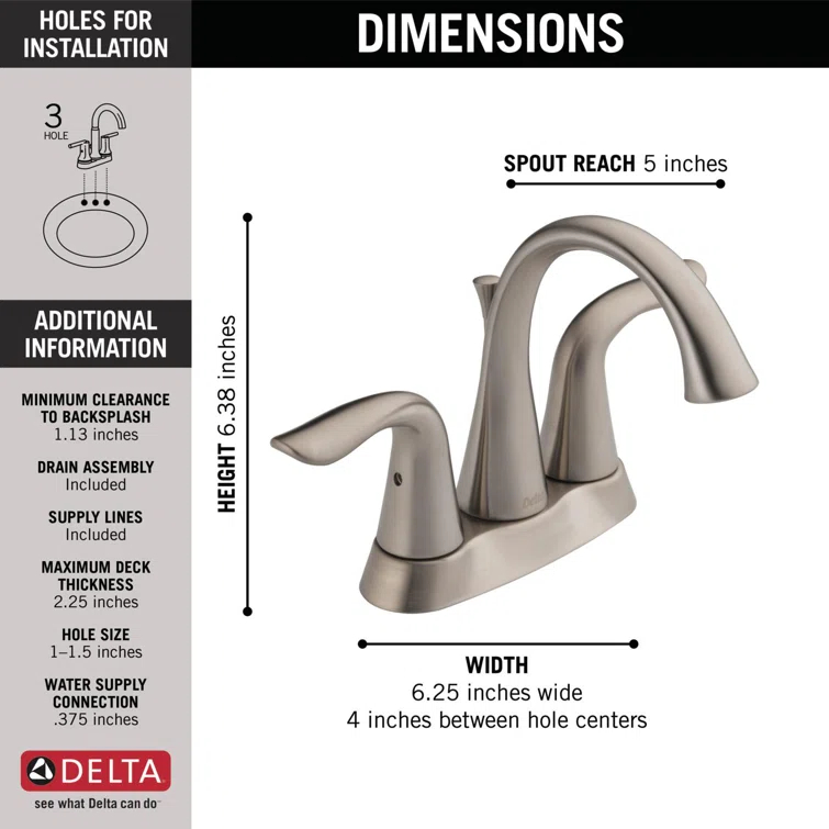 Lahara Centerset Bathroom Faucet with Drain Assembly, 2-handle Bathroom Sink Faucet