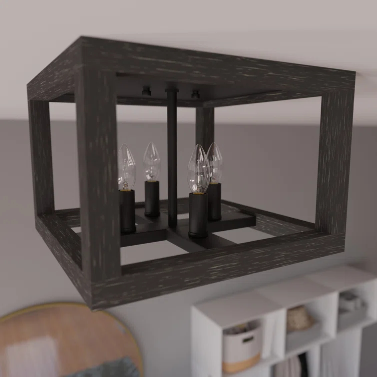 Squire Manor 4 - Light 12'' Lantern Square / Rectangle Flush Mount