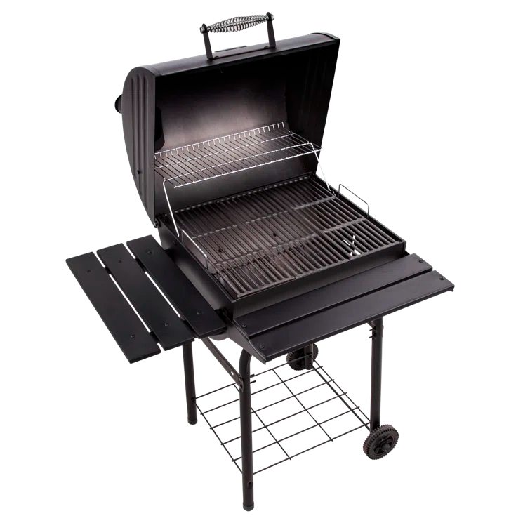 Charbroil American Gourmet 625 Barrel Charcoal Grill with Side Shelves