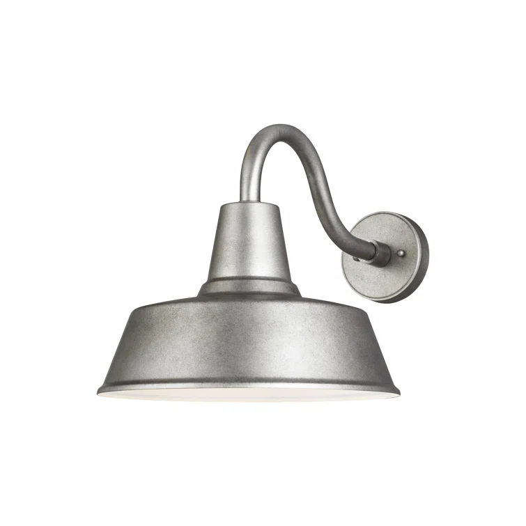 Sea Gull Lighting Generation 8737401-57 Transitional One Outdoor Wall Lantern from Seagull-Barn Light Collection, Nickel, Silver Finish, Large, Weathered Pewter