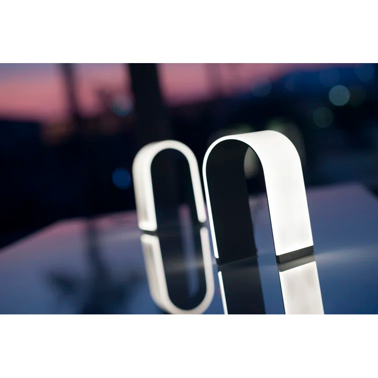 Metallic Black Arch LED Table Lamp with Aluminum Finish
