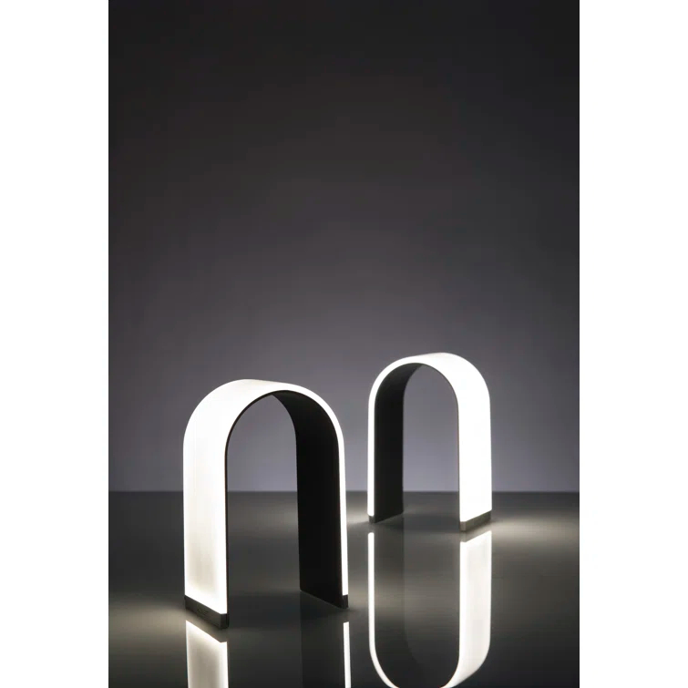 Metallic Black Arch LED Table Lamp with Aluminum Finish