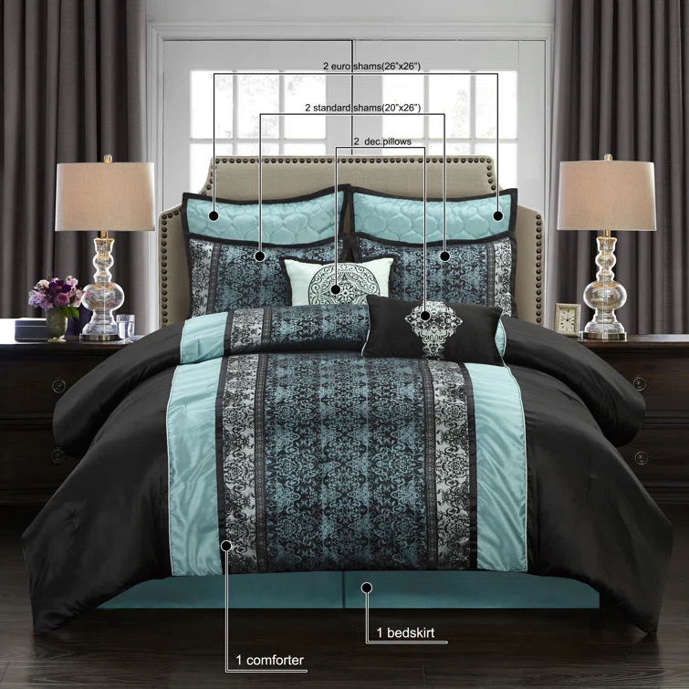 Nanshing America, Inc Arabesque 8 Piece Traditional Comforter Set