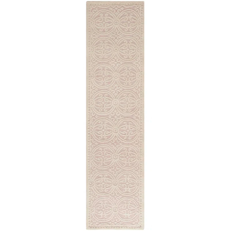 SAFAVIEH Cambridge Leslie Geometric Wool Runner Rug, Light Pink/Ivory, 2'6" x 10'