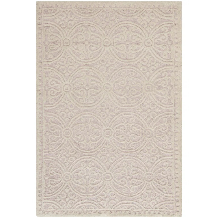 SAFAVIEH Cambridge Leslie Geometric Wool Area Rug, Light Pink/Ivory, 2'6" x 4'