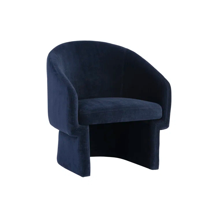 Danny Navy Transitional Barrelback Lounge Chair in Sustainable Wood