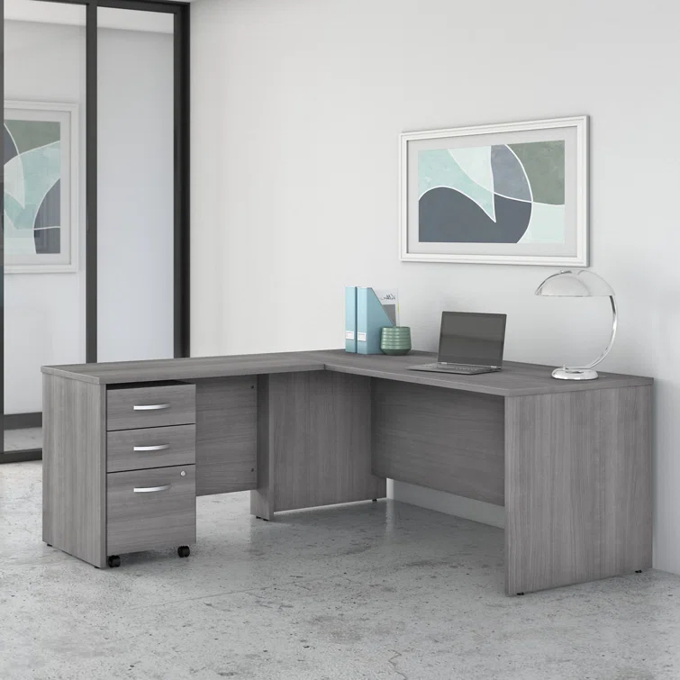 Bush Business Furniture Studio C L Shaped Desk with Mobile File Cabinet and Return