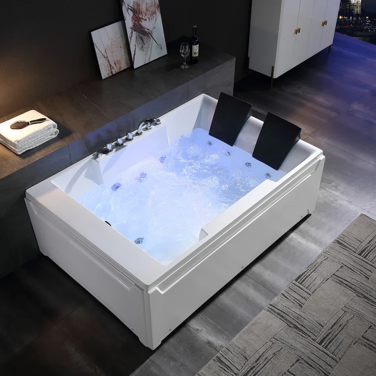 Modern 72'' x 48'' Alcove / Tile In Whirlpool Plastic / Acrylic Bathtub with Faucet