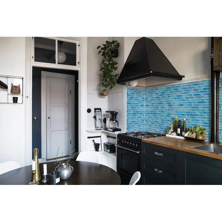 Premium Hand Painted 1" x 4" Straight Edge Glass Mosaic Tile