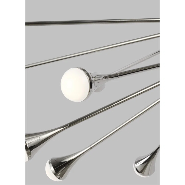 Lody Mid-Century Modern 20-Light Polished Nickel LED Chandelier