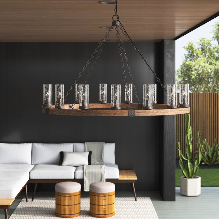 Sawyer 15-Light Single Tier Outdoor Rustic Chandelier