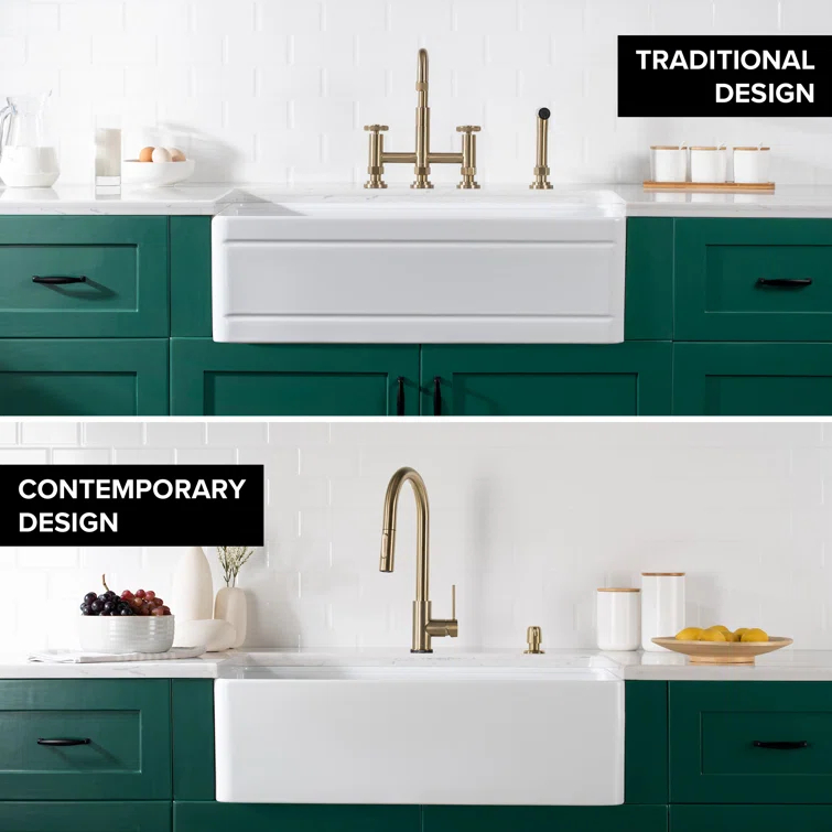 KRAUS Turino™ Workstation 33" L Farmhouse Reversible Apron Front Fireclay Single Bowl Kitchen Sink