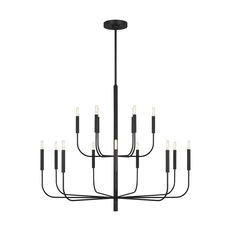Ellen DeGeneres Aged Iron Empire 15-Light Linen Shade Chandelier