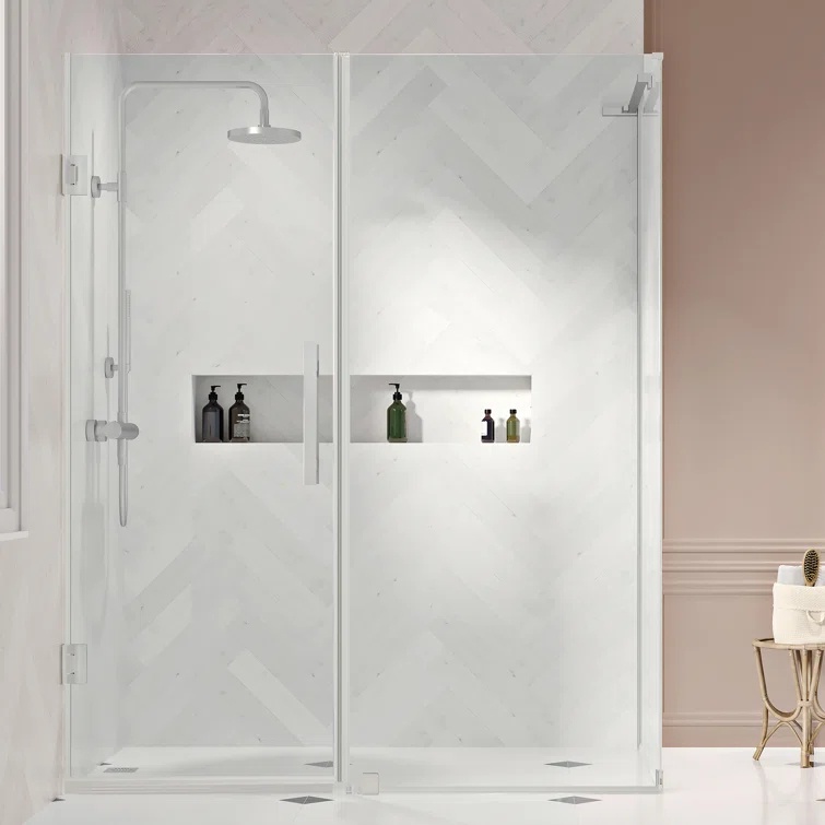 Endless Tampa-Pro 57" W x 72" H Corner Frameless Shower Kit, Door, Panel